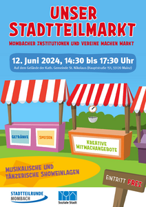 Plakat für den Stadtteilmarkt in Mombach 2024.